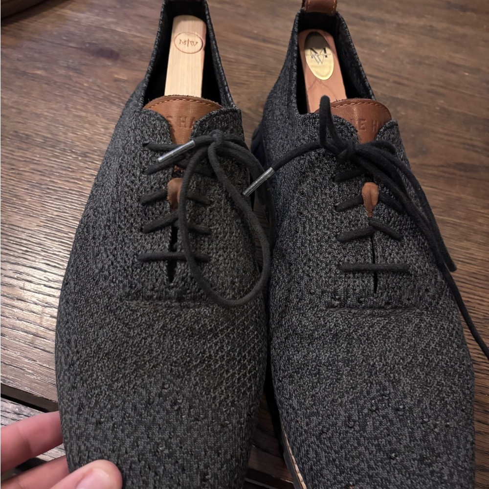 Men's Gray Knit Lace-Up Shoes